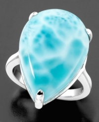 A captivating jewel to place proudly on your finger, any day. In sterling silver with a pear-cut larimar stone. Size 7. A captivating jewel to place proudly on your finger, any day. In sterling silver with a pear-cut larimar stone. Size 7.