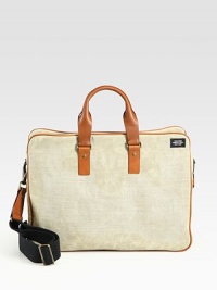 On-the-go convenience for work or school, designed in waxed linen with leather trim, plenty of pockets and compartments for a sophisticated, organized appeal.Double top handlesAdjustable shoulder strapInterior zip pocketInterior compartmentsCanvas and waxed linen with leather trim12¾H X 16¾W X 6DImported On-the-go convenience for work or school, designed in waxed linen with leather trim, plenty of pockets and compartments for a sophisticated, organized appeal.Double top handlesAdjustable shoulder strapInterior zip pocketInterior compartmentsCanvas and waxed linen with leather trim12¾H X 16¾W X 6DImported