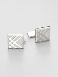 Elegant, embossed cuff links with signature check detail lend undeniable style to any dress wardrobe.BrassAbout ½ x ½Imported Elegant, embossed cuff links with signature check detail lend undeniable style to any dress wardrobe.BrassAbout ½ x ½Imported