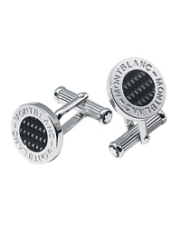 Montblanc offers the height of luxury with these handsome platinum-plated cufflinks, featuring a smaller round shape and a black carbon inlay for a touch of contrast.