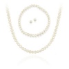 Sterling Silver 5.5-6mm Genuine Freshwater Cultured White Pearl Necklace Bracelet & Stud Earrings Set