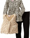 Nannette Baby-Girls Infant 3 Piece Leopard Vest Set, Tan, 18 Months