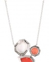 Judith Jack True Colors Sterling Silver Marcasite and Coral Linear Drop Pendant Necklace, 18