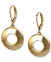 Smooth, open-cut circles create a perfectly polished presentation on these Jones New York drop earrings. Crafted in gold tone mixed metal. Approximate drop: 2 inches.