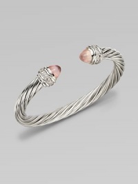 From the Classic Cable Collection. A feminine take on an iconic design with rose quartz and brilliant diamonds. Rose quartzDiamonds, .48 tcwSterling silverDiameter, about 2.5Slip-on styleImported From the Classic Cable Collection. A feminine take on an iconic design with rose quartz and brilliant diamonds. Rose quartzDiamonds, .48 tcwSterling silverDiameter, about 2.5Slip-on styleImported