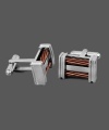 Tough elegance. This unique pair of men's cuff links combines edgy brown and black ion-plated cables in a sophisticated, stainless steel setting. Approximate size: 3/4 inch x 1/2 inch.