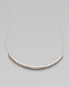 Eye-catching in its elegant simplicity, a gracefully curved, matte-finished silver bar appears to float on a delicate golden chain.SilverplatedGoldtoneLength, about 18Hook claspMade in USA
