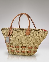 Rising temperatures call for bags like this hand woven tote from Lauren Ralph Lauren. Crafted from corn husk and trimmed in leather, this piece will make a striking contrast to the season's crisp whites. Rising temperatures call for bags like this hand woven tote from Lauren Ralph Lauren. Crafted from corn husk and trimmed in leather, this piece will make a striking contrast to the season's crisp whites.