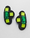 A colorful piece with faceted stones set on a whimsically shaped fabric back. Glass stonesPolyurethane coated nylon fabricSize, about 3 Clip-on backMade in Italy 