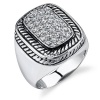 Sparkling Radiance: Designer Inspired Sterling Silver Cable Style Pave CZ Ring