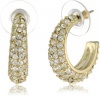 Nine West HOOP THERE IT IS Silver-Tone Crystal Pave Huggie Earrings