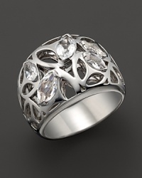 A bold sterling silver ring set with faceted rock crystals. By Di MODOLO. A bold sterling silver ring set with faceted rock crystals. By Di MODOLO.