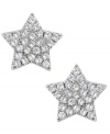 Make a wish! These sparkly stud earrings from CRISLU flaunt a peace sign decorated with hand-cut cubic zirconias (1/4 ct. t.w.). Set in platinum over sterling silver. Nickel-free. Approximate drop: 1/4 inch.