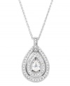 A subtle drop of shimmer. Eliot Danori's elegant style features an intricate teardrop-shaped cubic zirconia surrounded by two rows of round-cut crystals (1/3 ct. t.w.). Set in silver tone mixed metal. Approximate length: 16 inches + 2-inch extender. Approximate drop: 1 inch.