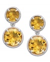 Brighten the mood. Two round-cut citrine gemstones (2-2/3 ct. t.w.) create an uplifting look on these double drop earrings. Post setting crafted in sterling silver. Approximate drop: 3/4 inch.