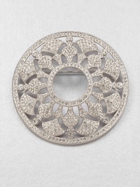 This elegant design features a fan pattern accented in pavé crystals. CrystalsRhodium-plated brassSize, about 2Pin backImported 