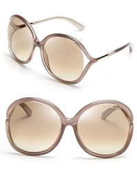 Tom Ford adds an extra injection of star power to these audition-ready sunglasses with dashes of glitter and gold and flashing mirrored lenses. Tom Ford adds an extra injection of star power to these audition-ready sunglasses with dashes of glitter and gold and flashing mirrored lenses.