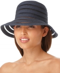 Sheer stripes lend a modern twist to this vintage-inspired cloche hat. By Nine West. Sheer stripes lend a modern twist to this vintage-inspired cloche hat. By Nine West.