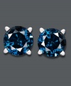 Add elegance with diamonds of a different shade. These unique stud earrings feature round-cut blue diamonds (1/2 ct. t.w.) set in 14k white gold. Approximate diameter: 4 mm.