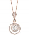 Round and resplendent. Le Vian's necklace and double-circle pendant, set in 14k rose gold, feature diamonds (7/8 ct. t.w.) in a stunning fashion. Approximate length: 18 inches. Approximate drop: 1 inch.