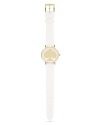 Done up in gold and white, kate spade new york's metro strap watch makes a stand out statement. Wear it seven days a week to feel like the queen of spades