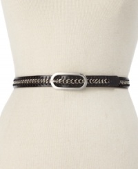 Find your edge. A metal chain takes this skinny belt to the next level of attitude. By Nine West. Find your edge. A metal chain takes this skinny belt to the next level of attitude. By Nine West.