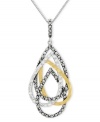 A shapely mix of sparkle and shine. Genevieve & Grace's chic teardrop-shaped pendant features a graduated design in sterling silver and 18k gold over sterling silver with glittering marcasite accents. Approximate length: 18 inches. Approximate drop: 1-7/8 inches.