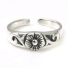 Sterling Silver Hawaiian Plumeria Flower Ocean Wave Adjustable Toe Band Ring