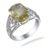14x10MM 5.20CT Lemon Quartz Ring In Sterling Silver (Available in Sizes 5 - 9)