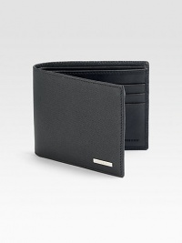Classic billfold crafted in a sleek, modern design of textured micropave leather.One billfold compartmentSix card slots4½ x 3½Made in Italy Classic billfold crafted in a sleek, modern design of textured micropave leather.One billfold compartmentSix card slots4½ x 3½Made in Italy