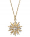 A burst of beauty. Giani Bernini's starburst pendant is set in 24k gold over sterling silver with sparkling cubic zirconia accents that enhance the appeal. Approximate length: 18 inches. Approximate drop: 3/4 inch.