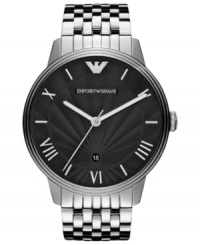 Embrace the classics with this stainless steel timepiece from Emporio Armani. Embrace the classics with this stainless steel timepiece from Emporio Armani.