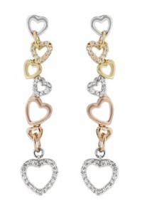 Effy Jewlery 14K Tri Color Diamond Heart Earrings, .25 TCW Effy Jewlery 14K Tri Color Diamond Heart Earrings, .25 TCW