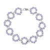 Sterling Silver and Light Purple Swarovski Crystallized Elements 11 Open Circle Link Bracelet, 7.5