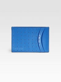 Inspired by leather detailing of vintage sports cars, monza leather is a combination of flat and perforated calf leather with a matte finish. Debossed logo detail Six card slots Two pocket sleeves 4W X 2¾H Imported Inspired by leather detailing of vintage sports cars, monza leather is a combination of flat and perforated calf leather with a matte finish. Debossed logo detail Six card slots Two pocket sleeves 4W X 2¾H Imported