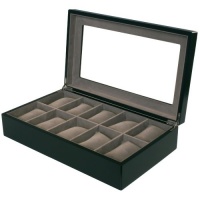 Watch Box for 10 Watches Black Matte Finish XL Extra Large Compartments Soft Cushions Clearance Window Watch Box for 10 Watches Black Matte Finish XL Extra Large Compartments Soft Cushions Clearance Window