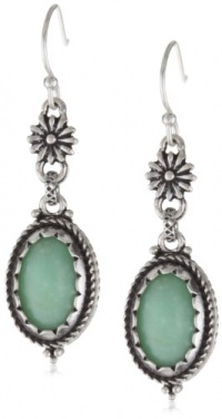 Lucky Brand Silver-Tone Green Double Drop Earrings