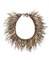 Creepy chic. Bar III's statement-making necklace resembles a caterpillar with its spiky design. Crafted in burnished gold, burnished silver, rose gold and hematite tone mixed metal. Approximate length: 16-1/2 inches + 3-inch extender.