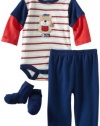 Bon Bebe Baby-boys Newborn Lil Champ 3 Piece Pant Set, Blue/Red/Off-White, 6-9 Months