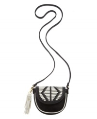 An indie-chic design with tribal-inspired accents. This Danielle Nicole crossbody will take your style to a whole new level with a whip stitch detailed flap, contrast tassels and a go-anywhere silhouette. An indie-chic design with tribal-inspired accents. This Danielle Nicole crossbody will take your style to a whole new level with a whip stitch detailed flap, contrast tassels and a go-anywhere silhouette.
