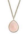 A drop of color brightens any look. This brilliant pear-shaped pendant features pink chalcedony (6-1/2 ct. t.w.) in a 10k gold setting. Approximate length: 18 inches. Approximate drop: 1 inch.