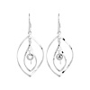 Sterling Silver Double Open Design with Silver Ball Center Drop Earrings