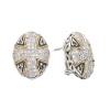 925 Silver & Diamond Oval Cross Earrings with 18k Gold Accents (0.50ctw)