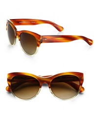 Lightweight acetate in a retro chic design. Available in amber-tortoise with brown gradient lens.Plastic templesAnti-reflective coating100% UV protectionImported Lightweight acetate in a retro chic design. Available in amber-tortoise with brown gradient lens.Plastic templesAnti-reflective coating100% UV protectionImported