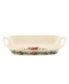 Perfect for sticky buns and Christmas stollen, the Winter Greetings bread basket from Lenox's collection of serveware and serving dishes combines everything that's most beautiful about the season in fine ivory porcelain.