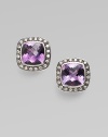 From the Moonlight Ice Collection. Amethyst and pavé diamond studs in blackened sterling silver. Amethyst Diamonds, 0.6 tcw Blackened sterling silver Size, about ½ Post back Imported 