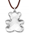 Cute and charming. Show off your playful side with Swarovski's Teddy Mini Pendant. Featuring a clear crystal silhouette, it includes a brown cotton cord as well as a secure lobster clasp and extender chain set in silver tone mixed metal. Approximate length: 15 inches + 2-inch extender. Approximate drop: 1-1/4 inches.