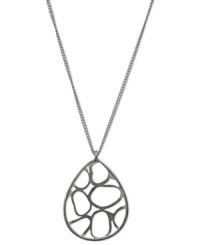 Free-flowing beauty from T Tahari. This oval pendant necklace from the Essentials collection is designed with openwork detail. Nickel-free for sensitive skin. Crafted in imitation rhodium mixed metal. Approximate length: 17 inches + 3-inch extender. Approximate drop: 1-1/2 inches. Free-flowing beauty from T Tahari. This oval pendant necklace from the Essentials collection is designed with openwork detail. Nickel-free for sensitive skin. Crafted in imitation rhodium mixed metal. Approximate length: 17 inches + 3-inch extender. Approximate drop: 1-1/2 inches.