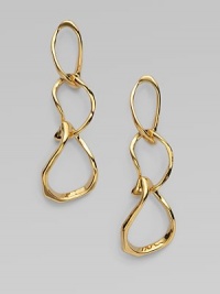 A graduated design of radiant 14k goldplated links in a free-form wave pattern. 14k goldplatingLength, about 2½Surgical steel post backMade in USA