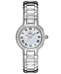 For the woman with uncommon grace: a classically sculpted watch by Bulova adorned with timeless diamond accents. For the woman with uncommon grace: a classically sculpted watch by Bulova adorned with timeless diamond accents.